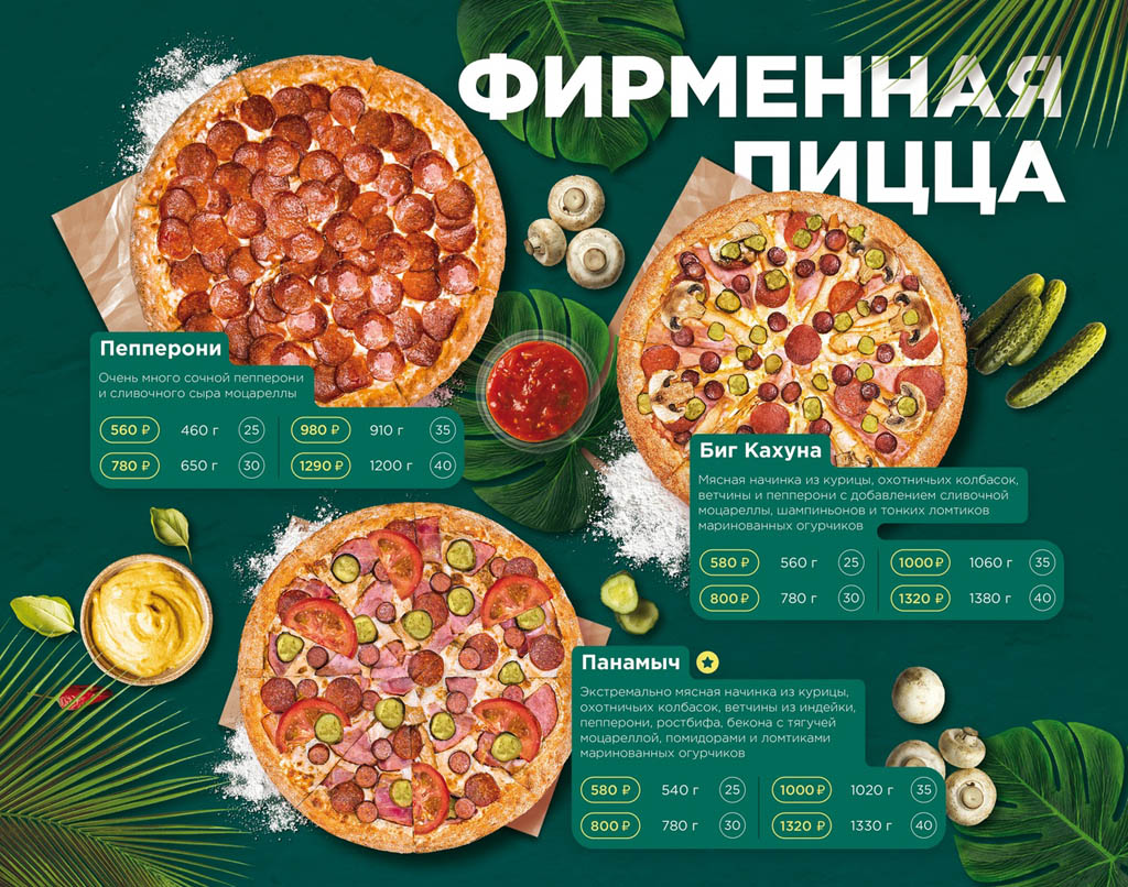 Меню Панам Пицца