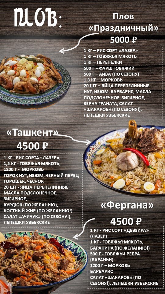 Меню Хан Казан